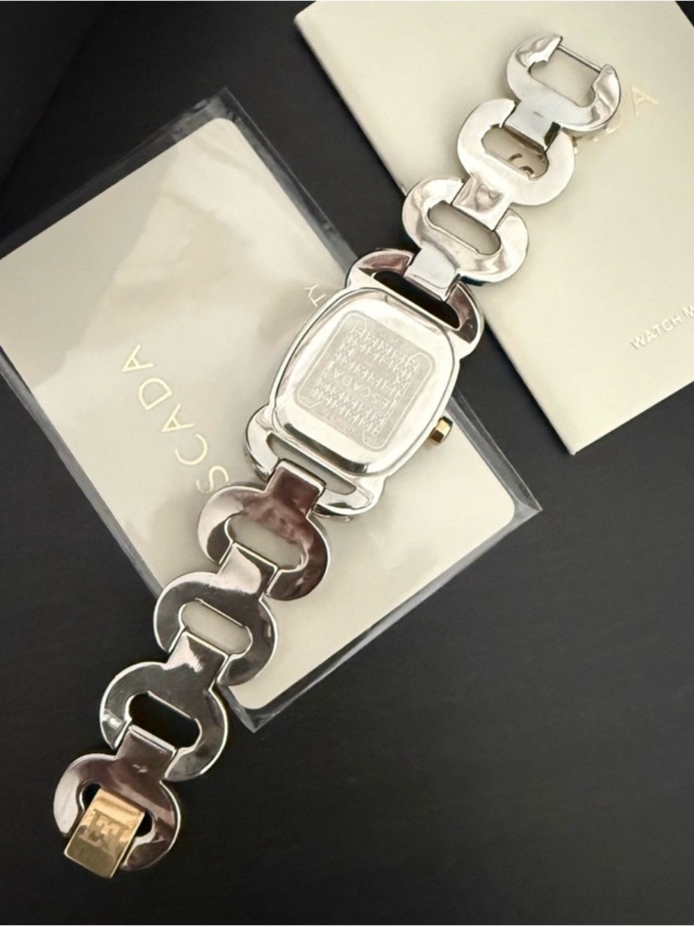 Escada Two-Tone Gold and Silver Link Bracelet Watch with White Dial - Picture 11 of 14